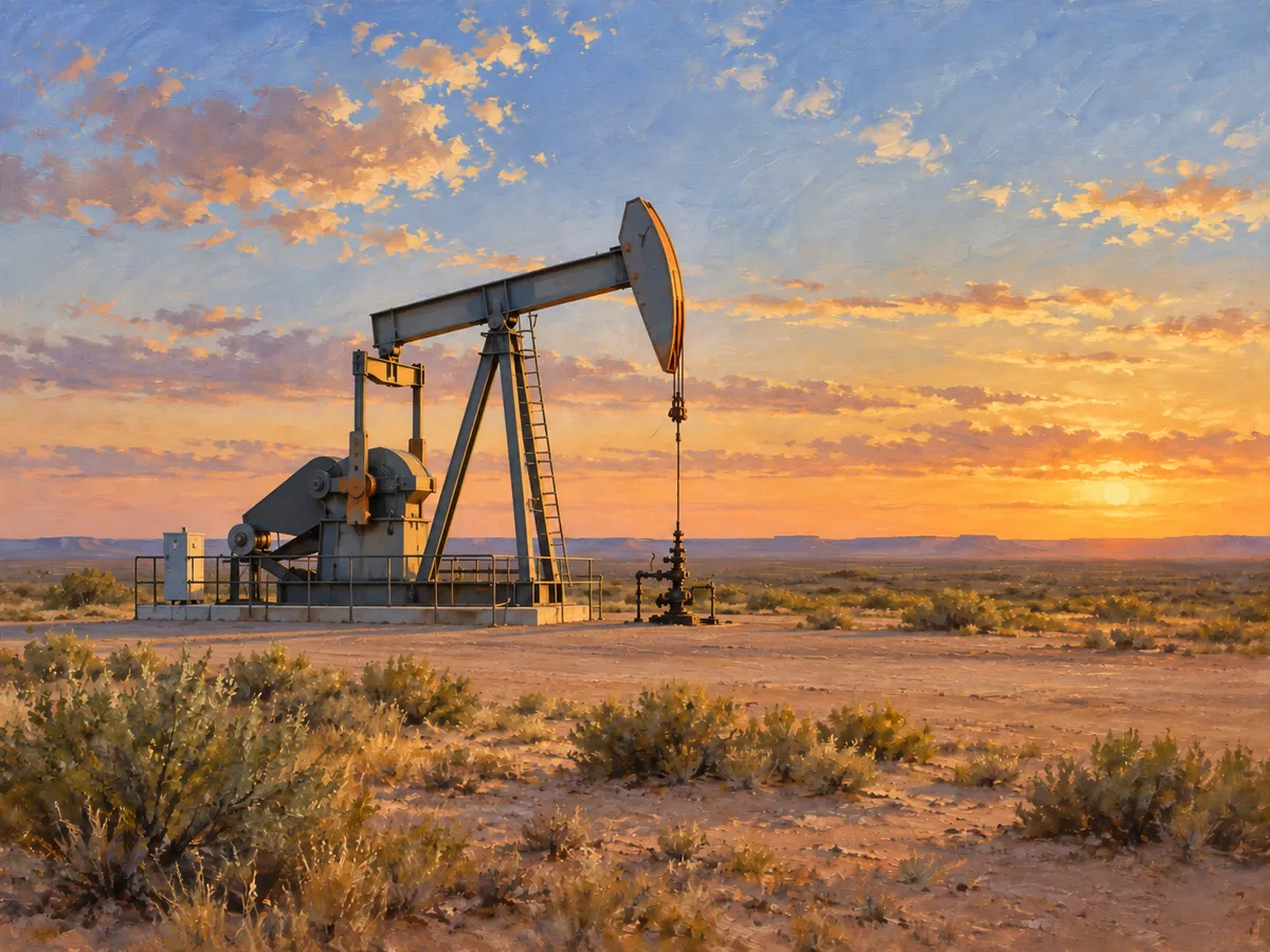 Pumpjack at sunset in the Permian Basin